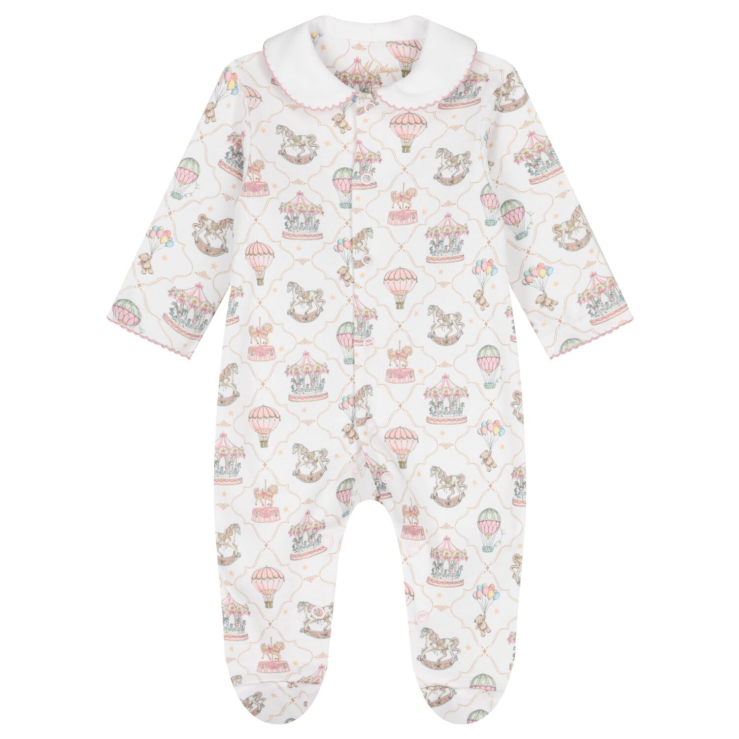 Baby Girls Pink & White Carousel & Hot Air Balloon Babygrow Gift Set, 1, hi-res image number null