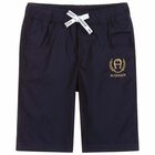 Boys Navy Logo Shorts, 1, hi-res