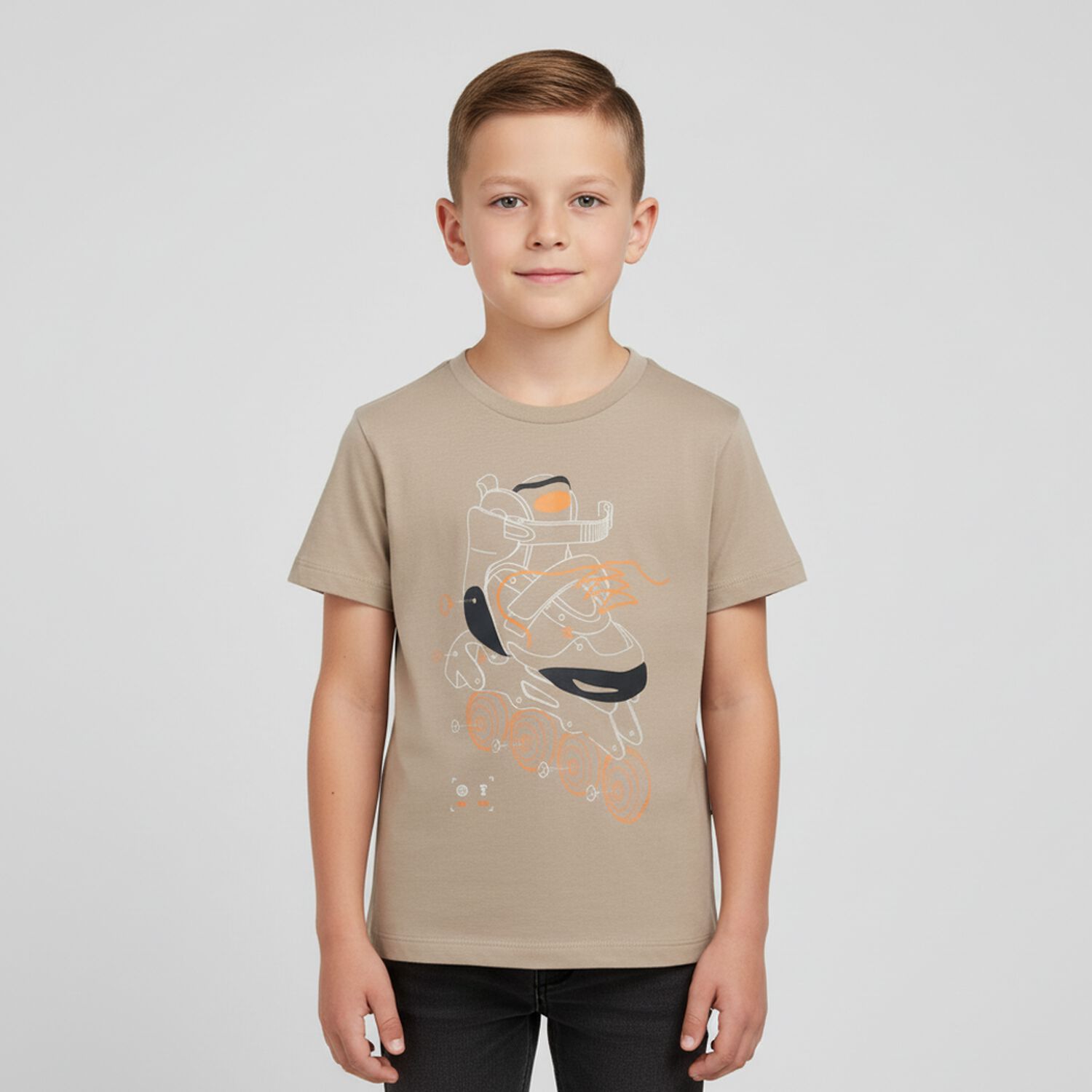 Boys Beige Roller Skates T-Shirt, 2, hi-res image number null