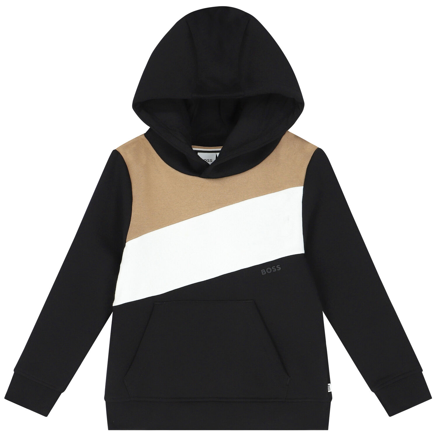 Boys Black Logo Hooded Top, 1, hi-res image number null