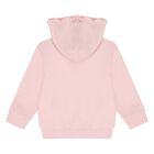 Younger Girls Pink Ruffled Hooded Zip Up Top, 1, hi-res