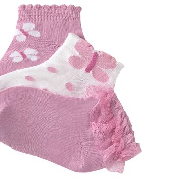 Baby Girls Pink Butterfly Socks ( 3-Pack )
