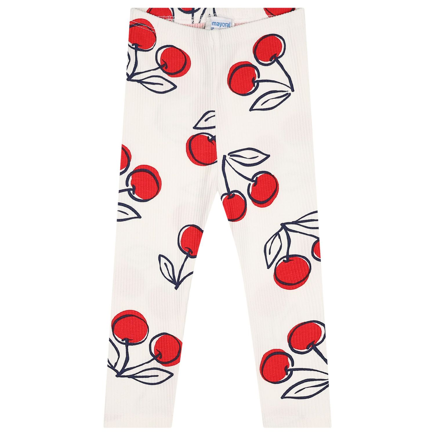 طقم ليجنز باللون الأحمر و الأبيض بنقشة الكرز للفتيات , 2, hi-res