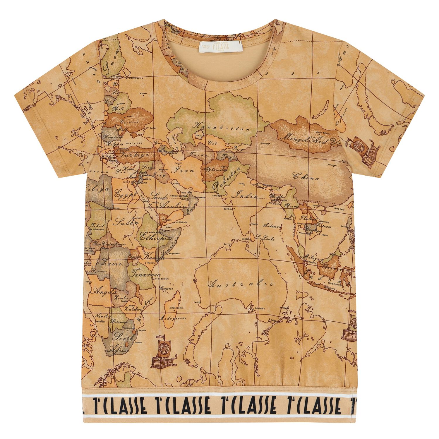 Girls Beige Geo Map T-Shirt, 1, hi-res