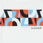 تيشيرت أولاد بالشعار باللون الأبيض, 1, hi-res