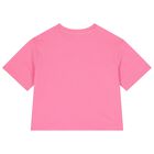 Girls Pink Embellished Logo T-Shirt, 1, hi-res