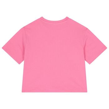 Girls Pink Embellished Logo T-Shirt