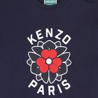 Girls Navy Blue Logo Flower Dress, 2, hi-res