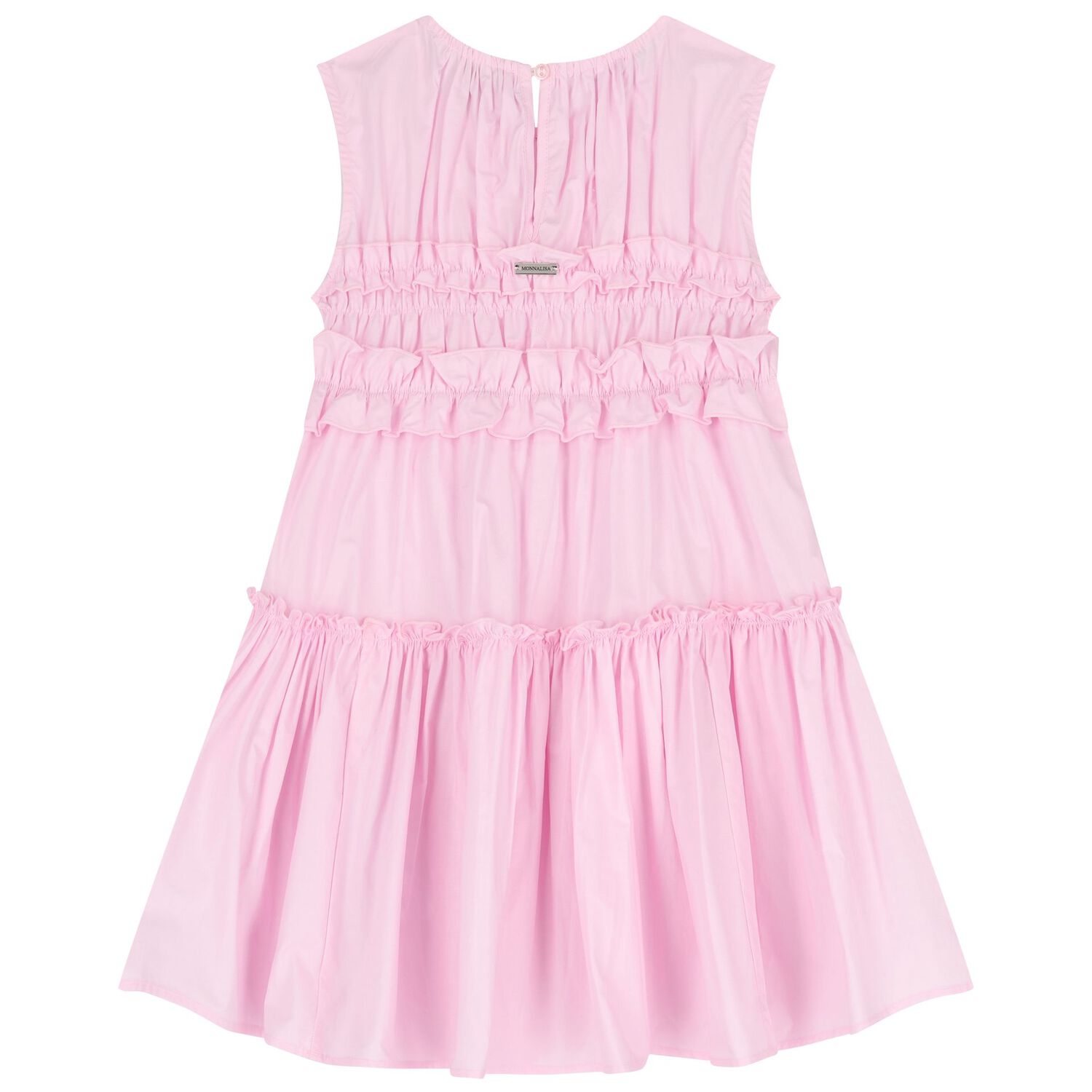 Girls Pink Poplin Ruffle Dress, 4, hi-res