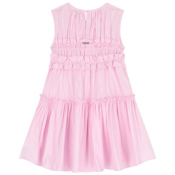 Girls Pink Poplin Ruffle Dress