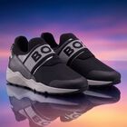 Boys Black Logo Trainers, 1, hi-res