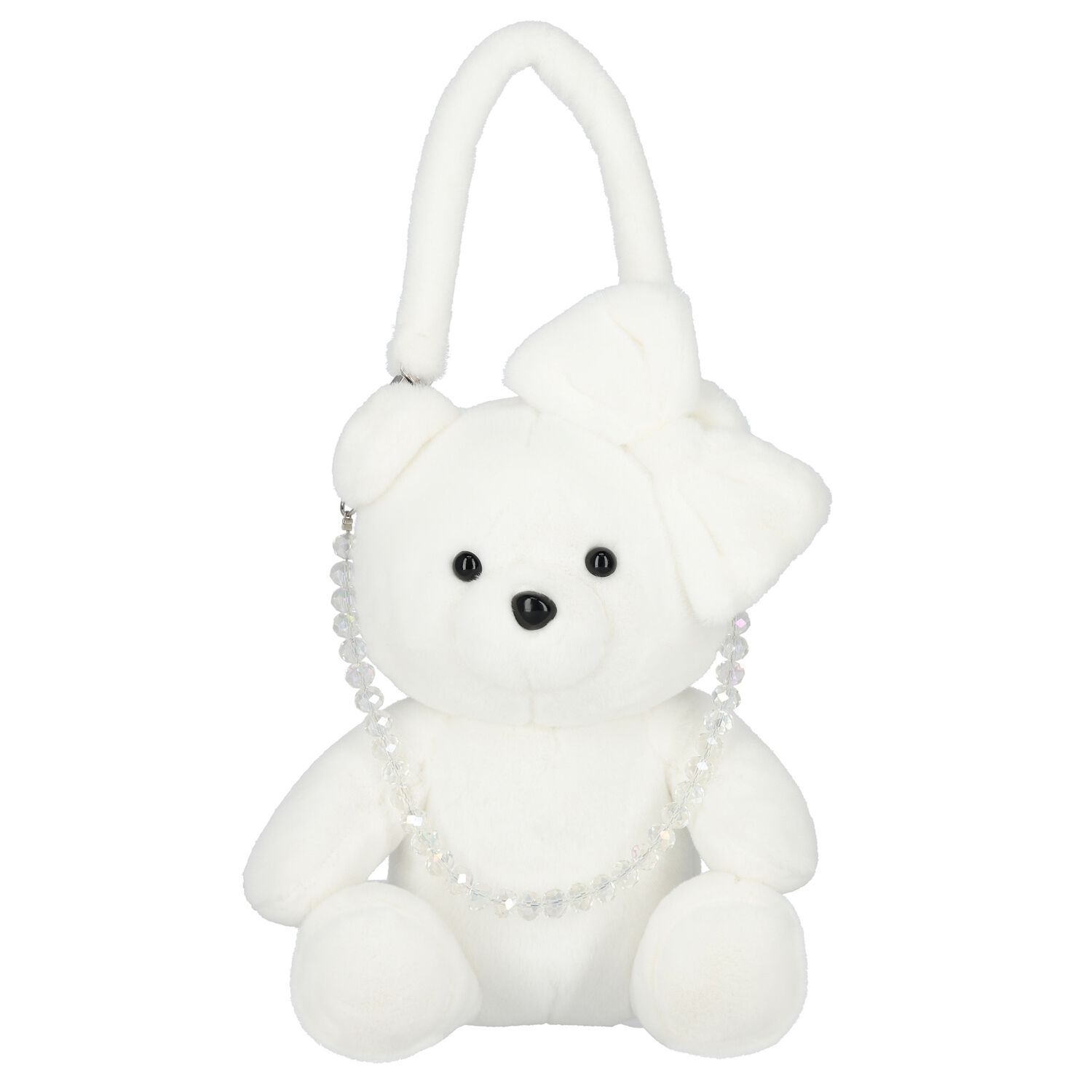 Girls White Teddy Bear Hand Bag, 1, hi-res