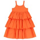 فستان بنات بكشكشة باللون البرتقالى, 1, hi-res