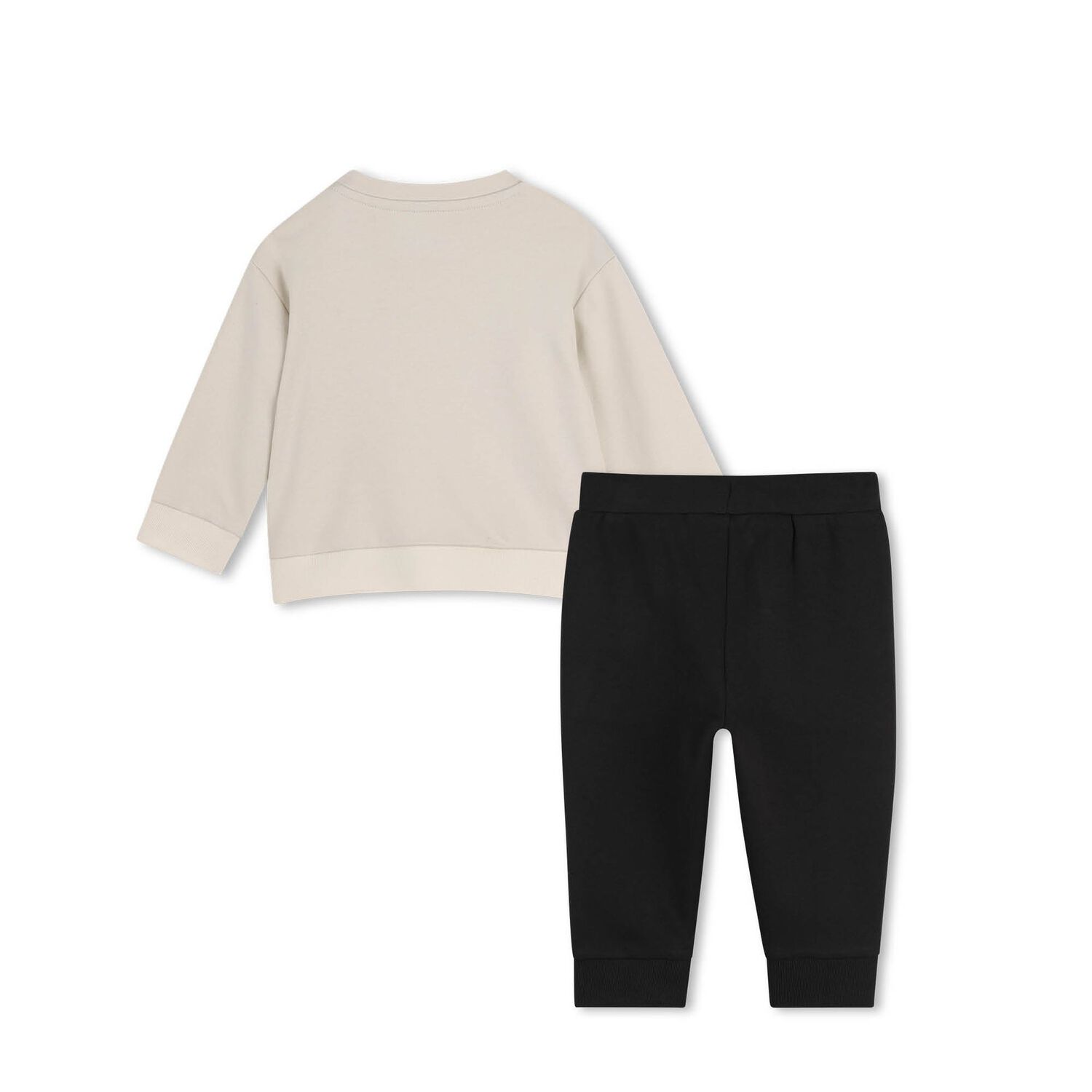 Younger Boys Beige & Black Logo Tracsuit, 1, hi-res
