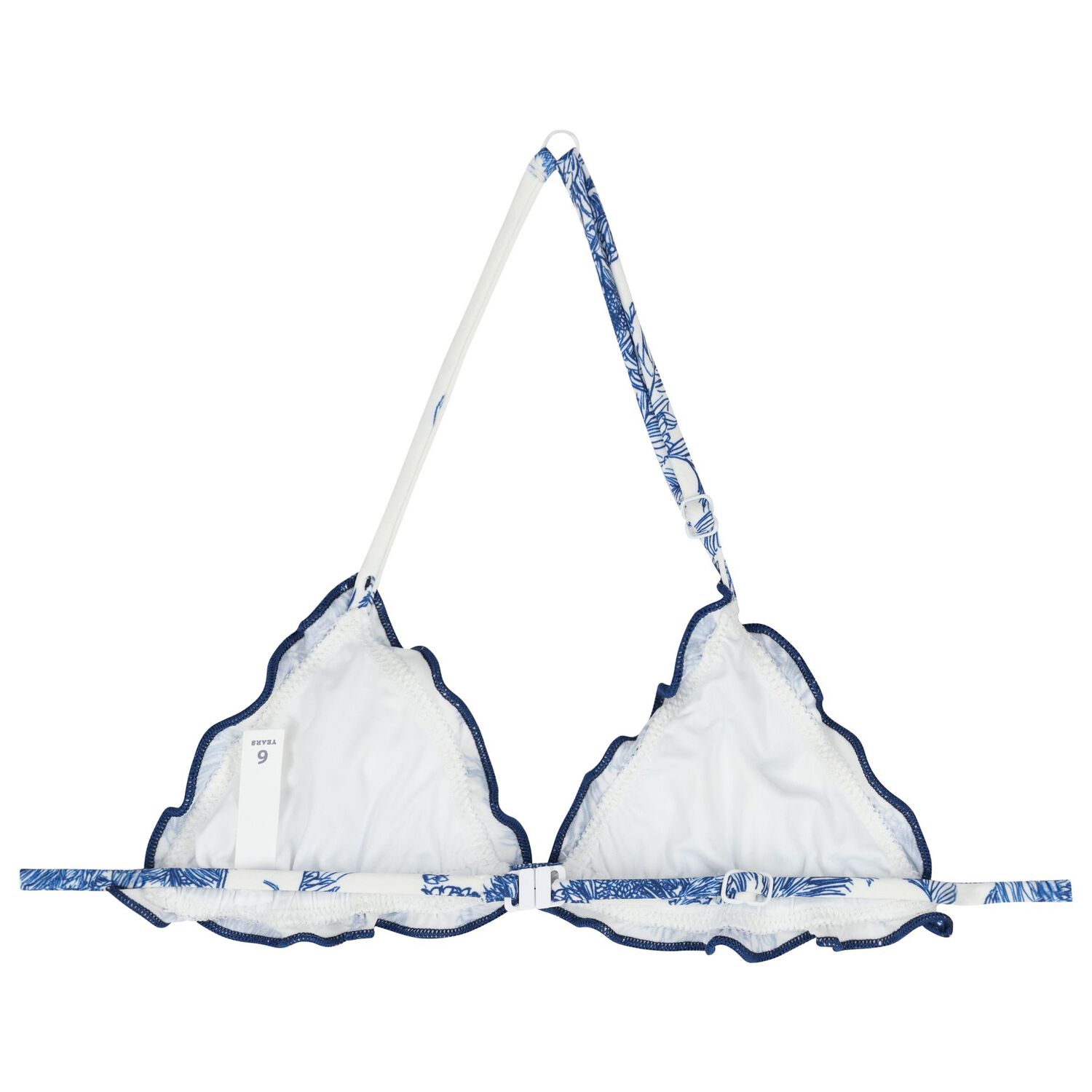 Girls Blue & White Palm Tree Bikini, 1, hi-res