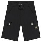 Boys Black Logo Shorts, 1, hi-res