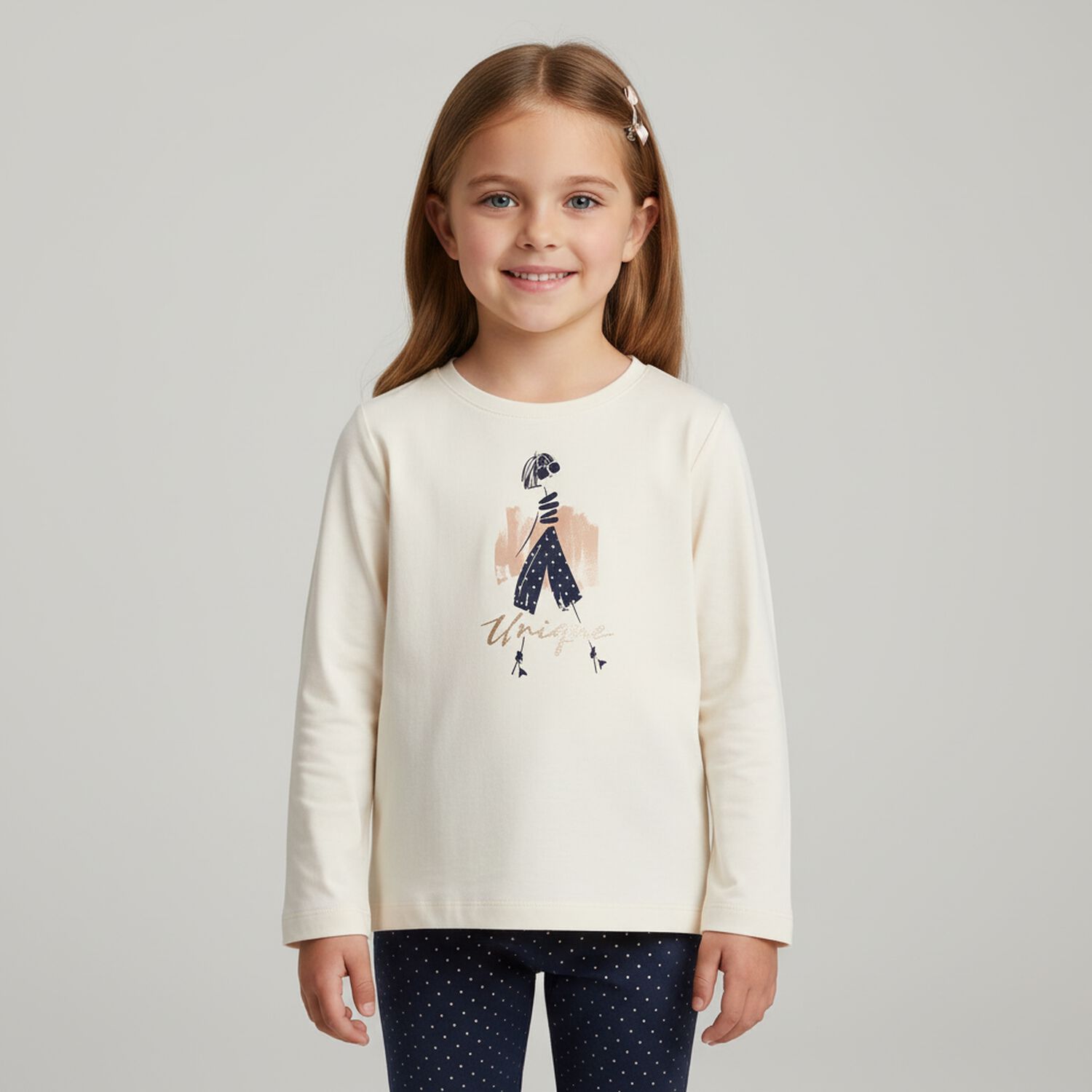 Girls Ivory Long Sleeve Top, 1, hi-res