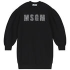 فستان سويت شيرت بالشعار مطرز باللون الاسود, 1, hi-res