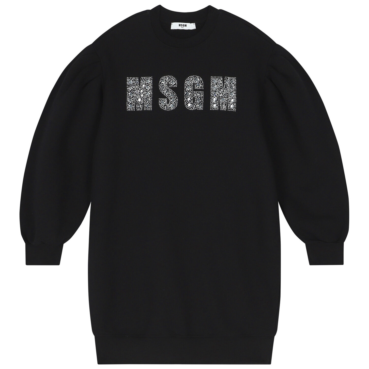 فستان سويت شيرت بالشعار مطرز باللون الاسود, 1, hi-res image number null