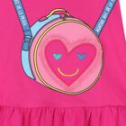 فستان بنات بشعار الحقيبة باللون الوردي, 1, hi-res