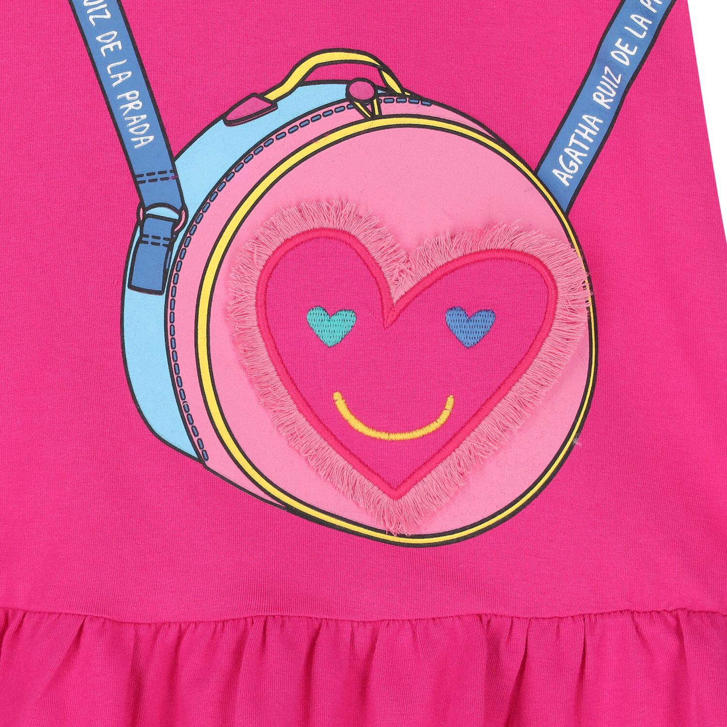 فستان بنات بشعار الحقيبة باللون الوردي, 1, hi-res