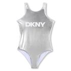 Girls Mini Me Silver Logo Swimsuit, 1, hi-res
