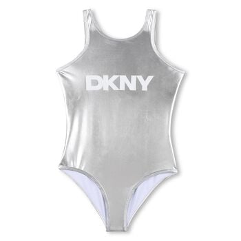 Girls Mini Me Silver Logo Swimsuit