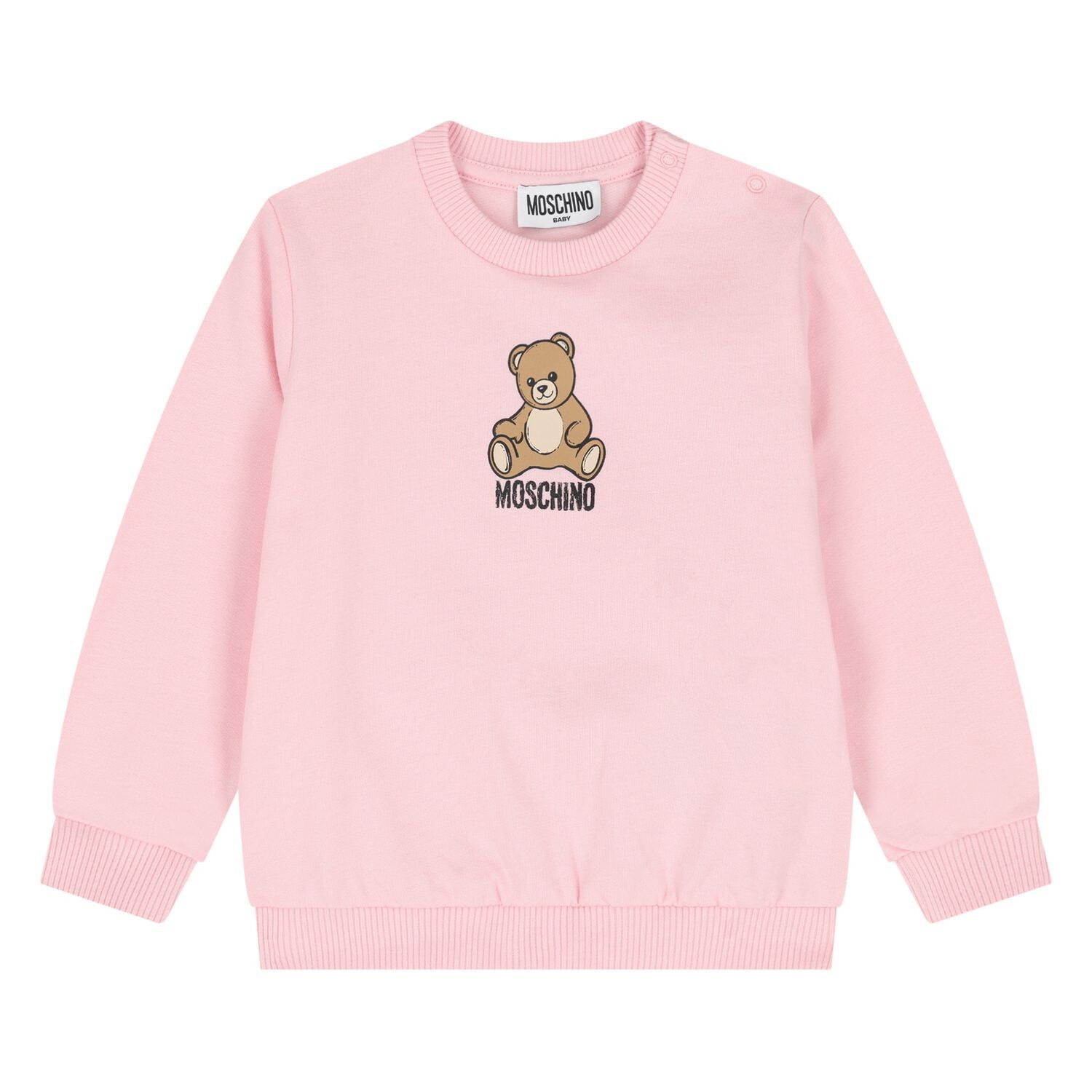 Younger Girls Pink Teddy Bear Logo Sweatshirt, 4, hi-res
