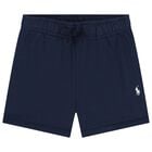 Baby Boys Navy Blue Logo Shorts, 1, hi-res