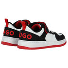 Boys Black & White Logo Trainers, 1, hi-res