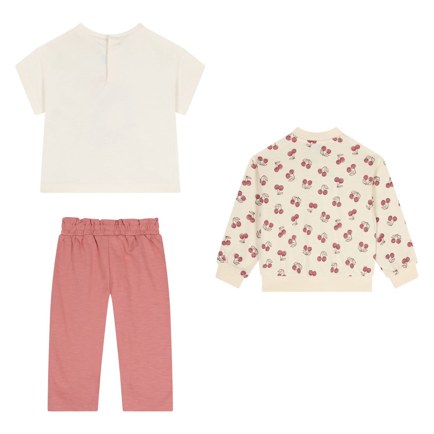 Younger Girls Ivory & Pink Tracksuit Set ( 3 Piece ), 2, hi-res