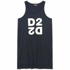 فستان قطن بالشعار باللون الاسود للبنات, 1, hi-res