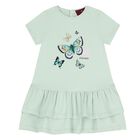 Younger Girls Aqua Butterflies Logo Dress, 2, hi-res