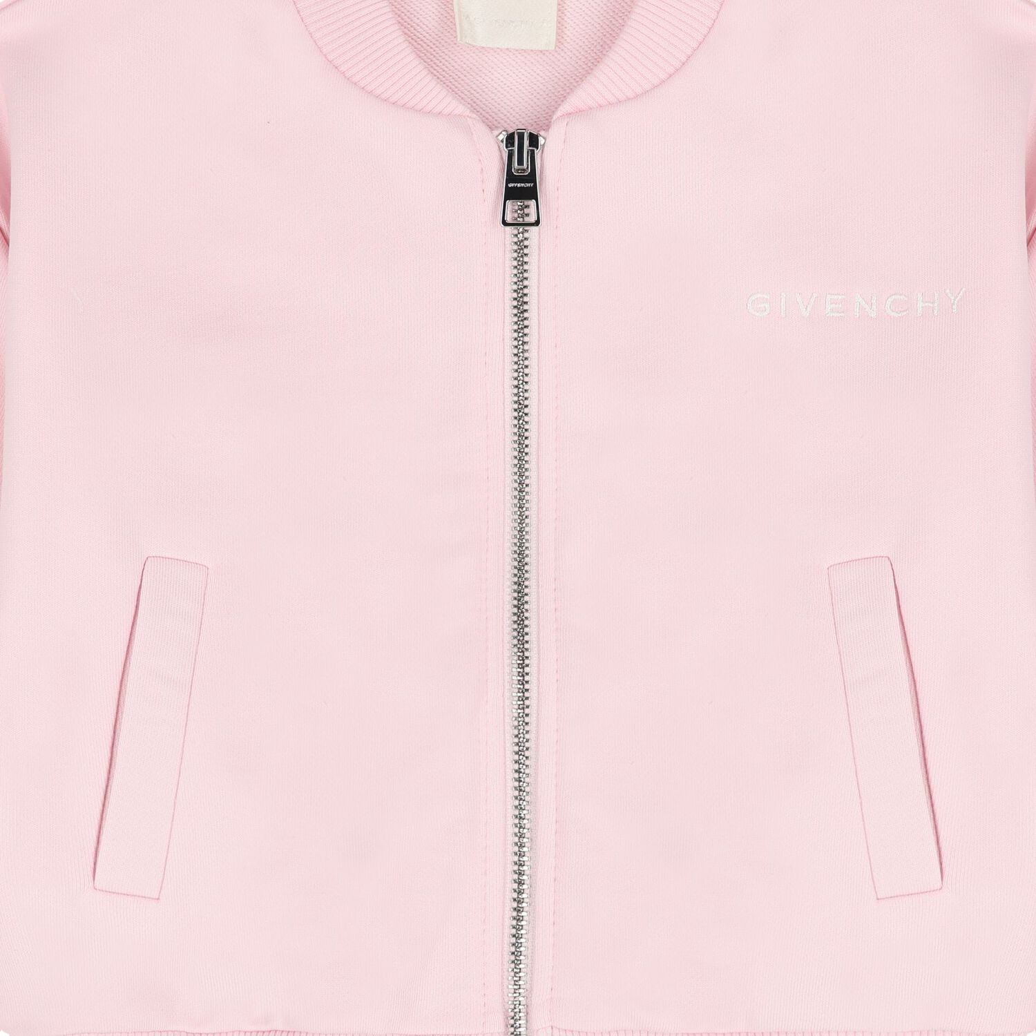 Girls Pink Embroidered Logo Zip Up Top, 1, hi-res
