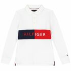 تيشيرت بولو بالشعار باللون الابيض للاولاد, 1, hi-res