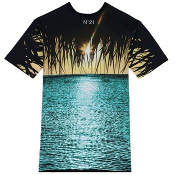 Girls Beach Print T-Shirt Dress