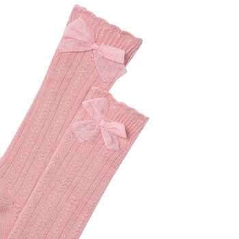 Girls Pink Knit Knee High Socks