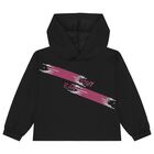 Girls Black Logo Hooded Top, 1, hi-res