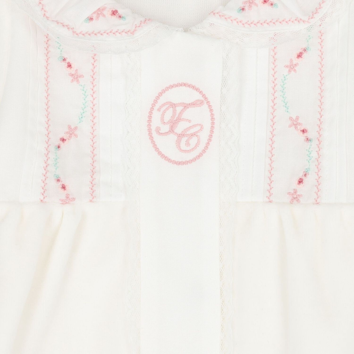 Baby Girls Ivory Embroidered Collar Babygrow, 1, hi-res