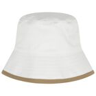 Baby Boys Beige & White Reversible Logo Hat , 2, hi-res