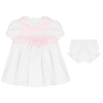 Baby Girls White & Pink Dress Set