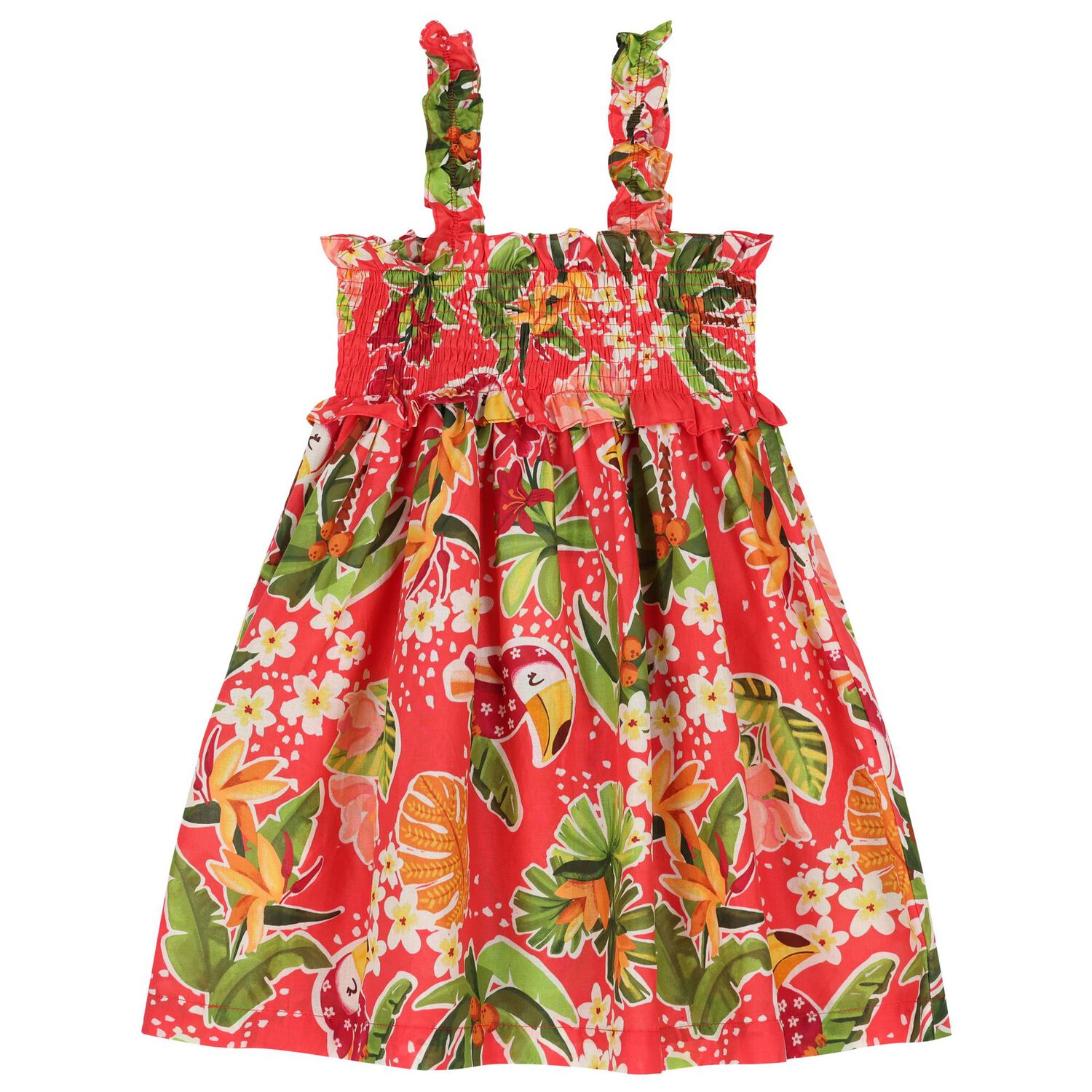Girls Red Palm Tree Dress Set, 2, hi-res image number null