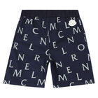 Boys Navy Logo Shorts, 1, hi-res