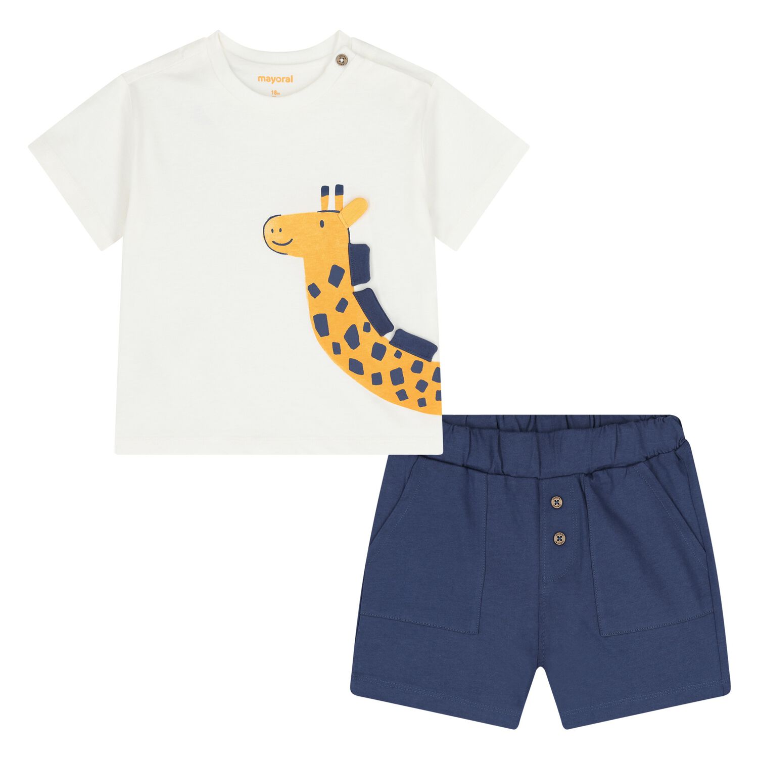 Younger Boys White & Blue Shorts Set, 2, hi-res