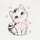 بلوزة بناتية بأكمام طويلة بتصميم قطة عاجية, 1, hi-res