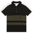 Boys Black Logo Polo Shirt, 1, hi-res
