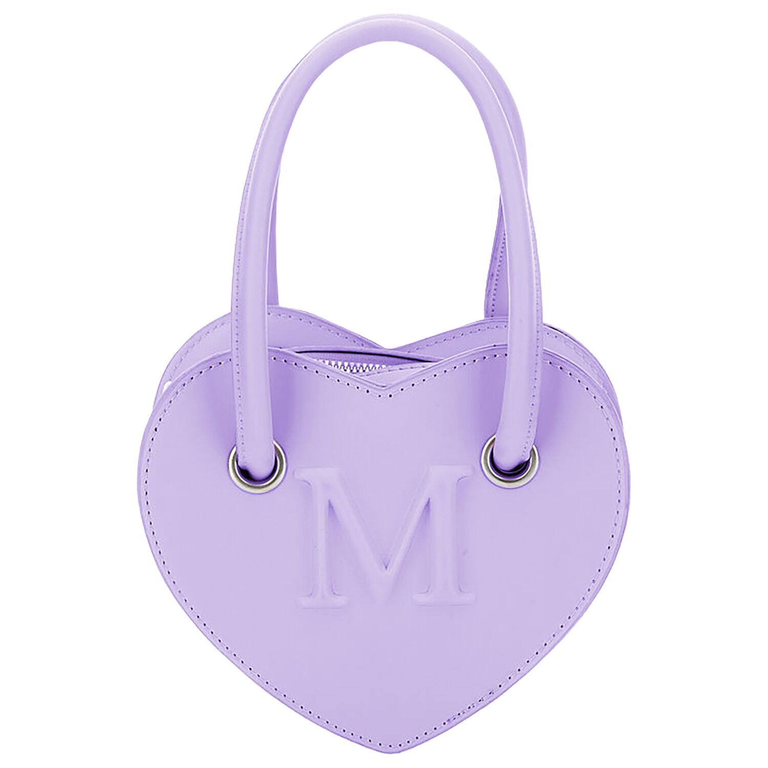 Girls Purple Leather Heart Handbag, 2, hi-res