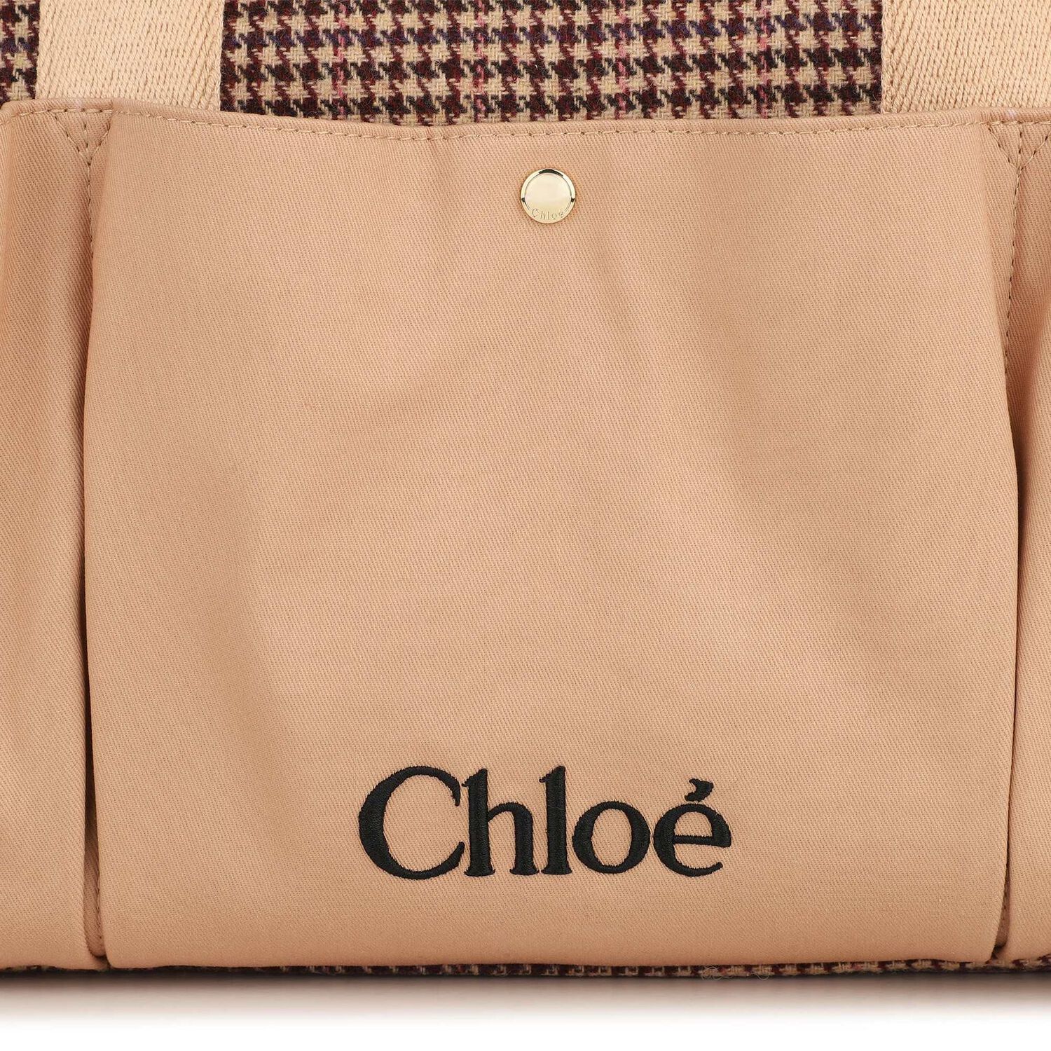 Beige Houndstooth Check Baby Changing Bag ( 41cm ), 1, hi-res