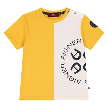 Younger Boys Yellow & White Logo T-Shirt