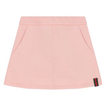 Girls Pink Web Striped Skirt